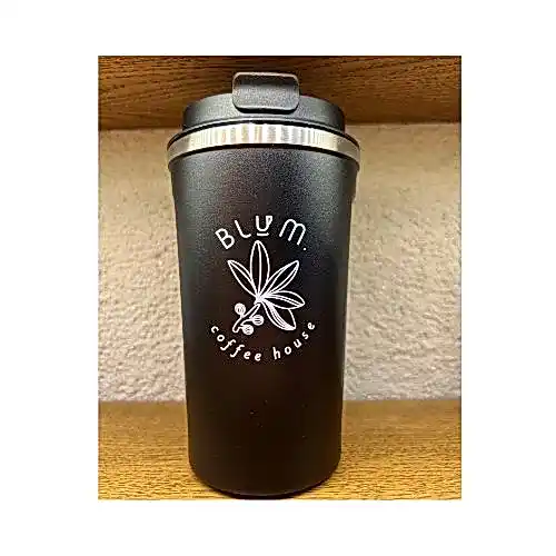 Blum Termos Kupa-Siyah Çiçekli - blumcoffeehouse